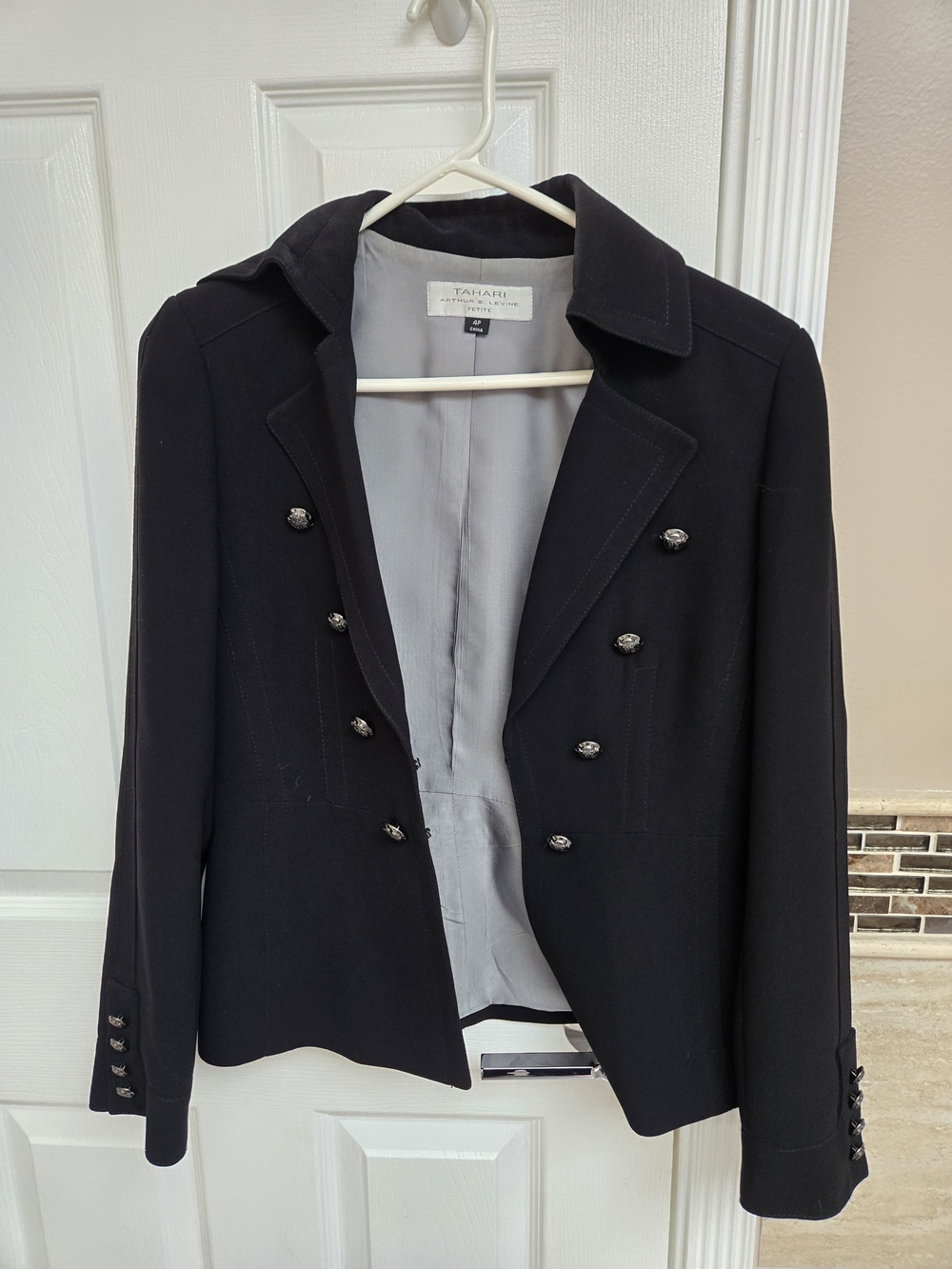 Tahari Black Double-Breasted Blazer